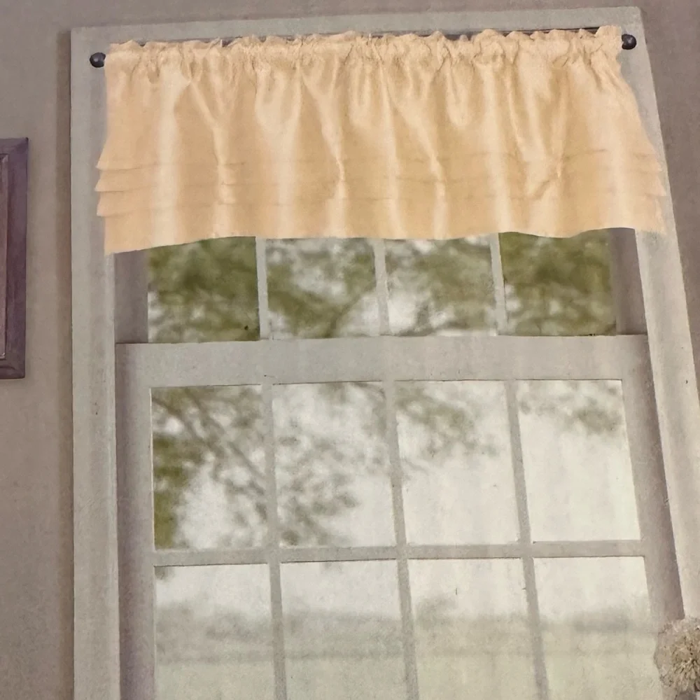 Nancy Faux Silk Pleated Rod Pocket Valance - 54 x 18 in Set of 3 Panels